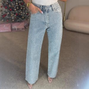 Hot Girl With High Waist Straight Leg Pants