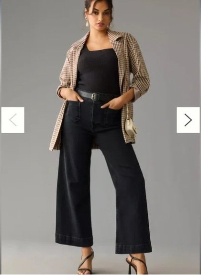 Cropped Style Wide Leg Women's Clothing Oversized Jeans, Shade Blue - Image 7
