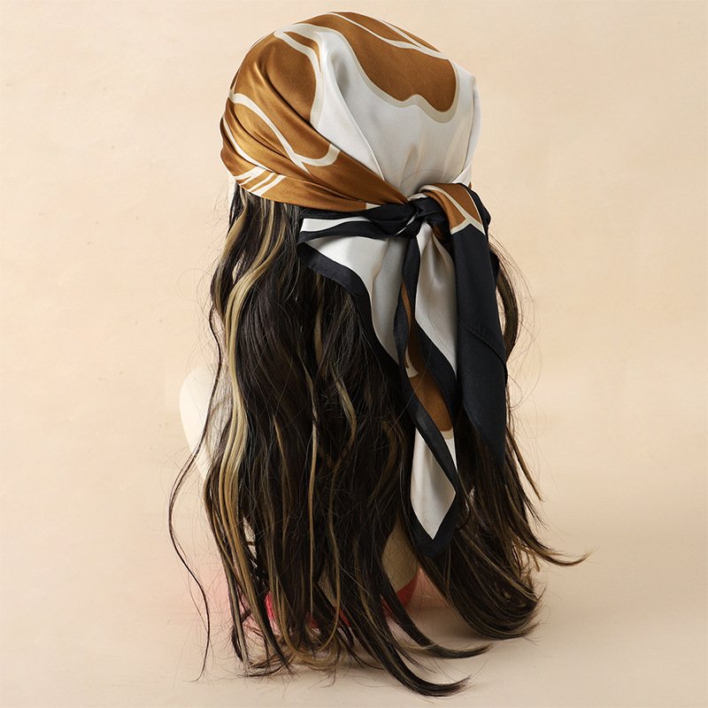 Artificial Silk Striped High-grade Korean Style Stylish Beach Arm Bag Silk Scarf - Image 8