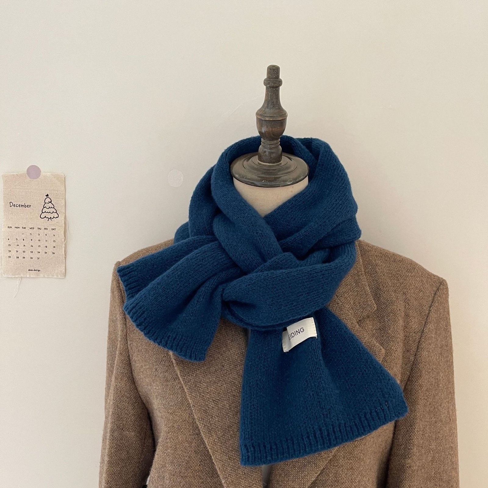 Solid Color Scarf Knitted Wool Keep Warm Scarf - Image 2