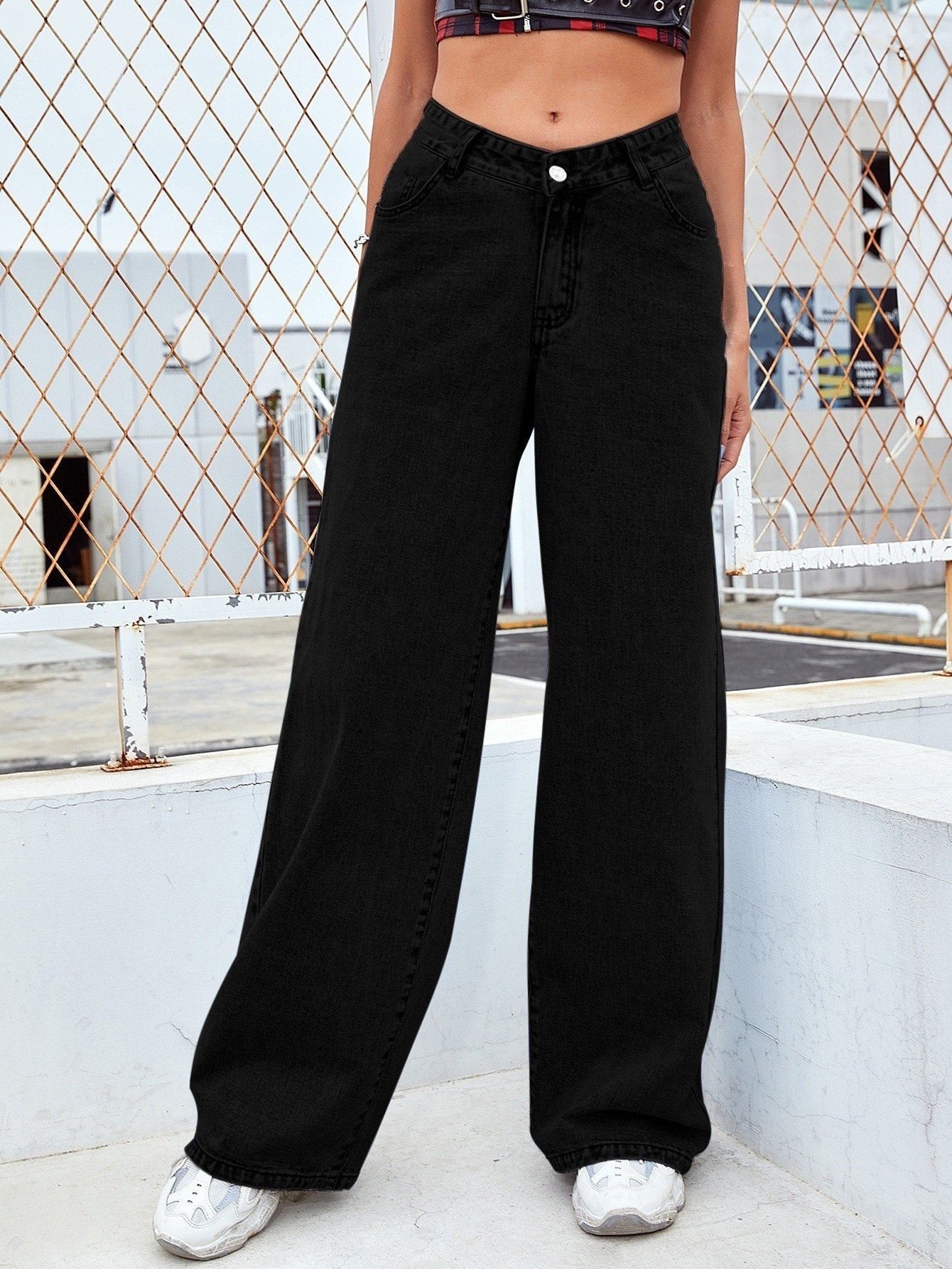 Washed Fashion Straight Jeans Women's Mid Waist - Image 7