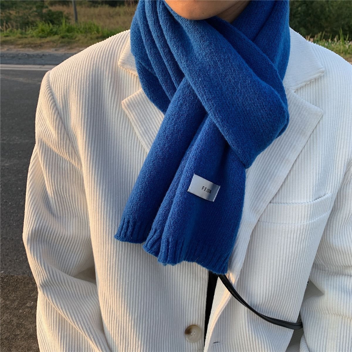 Solid Color Scarf Knitted Wool Keep Warm Scarf - Image 3