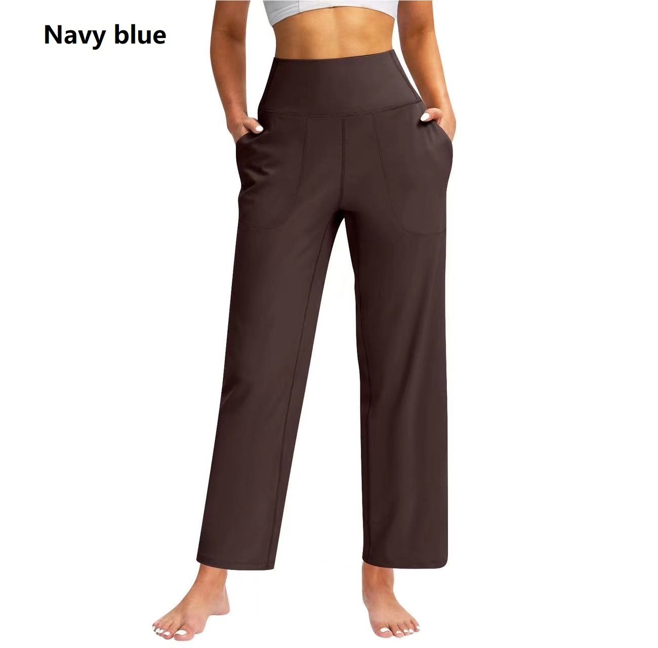 Women's High Waist Pure Color Draping Effect Straight Casual Trousers - Image 8