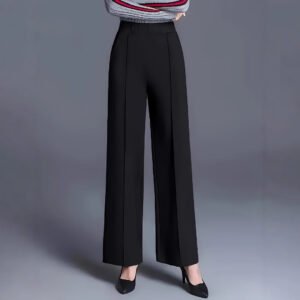 Women's Autumn And Winter Solid Color Wide Leg High Waist Loose And Slimming Casual Pants