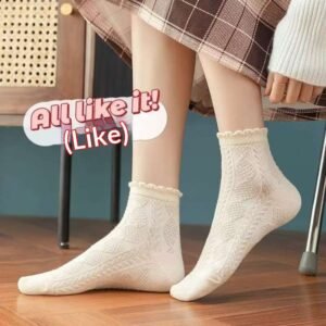 Womens Mid-Calf Solid-Colored Sweat-Absorbent Breathable All-Match Socks