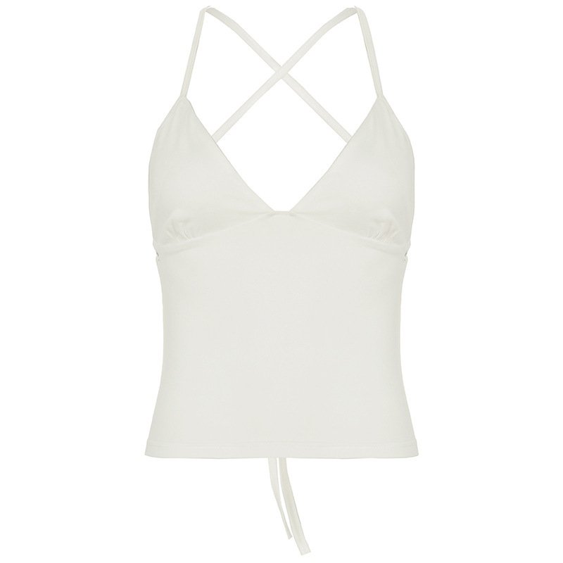 Solid Color And V-neck Hollow Out Strap Short Exercise Skirt Suit - Image 6