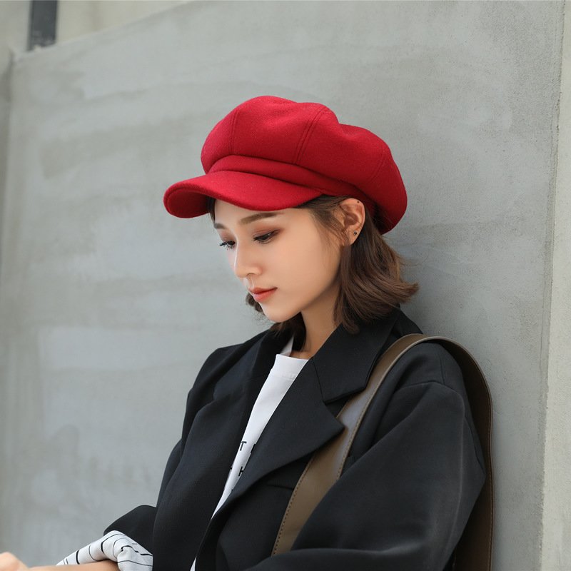 Woolen Octagonal Hat Young Woman Painter Peaked Beret - Image 6