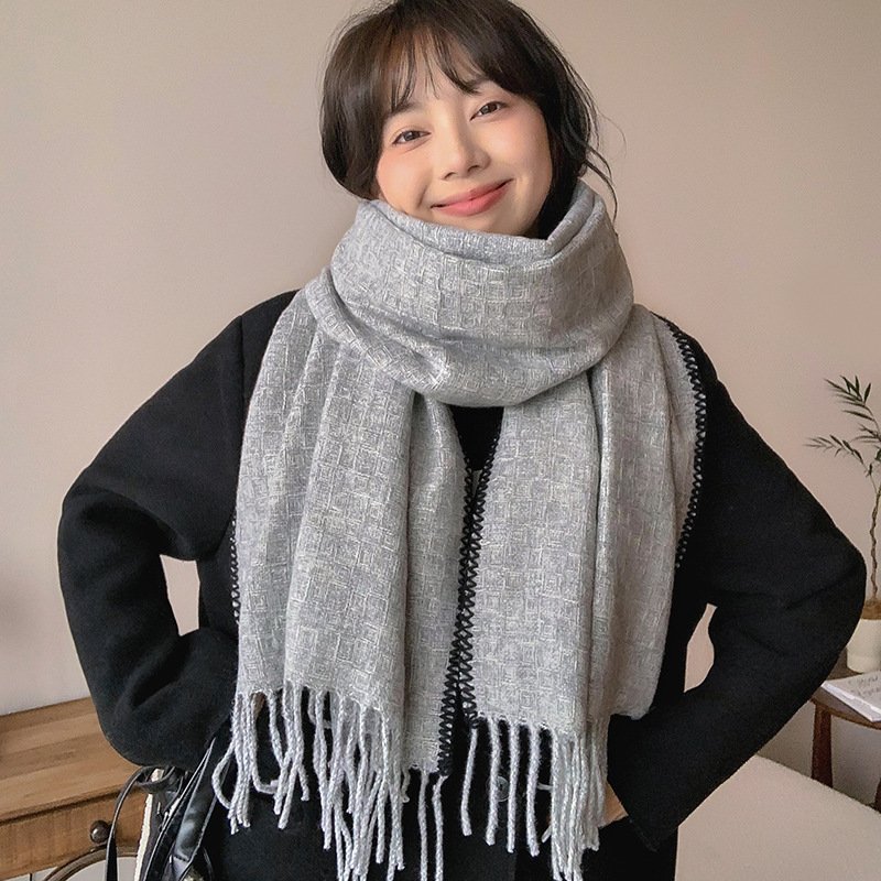 Skin-friendly Artificial Cashmere Scarf Soft Warm Fringe Bib - Image 7