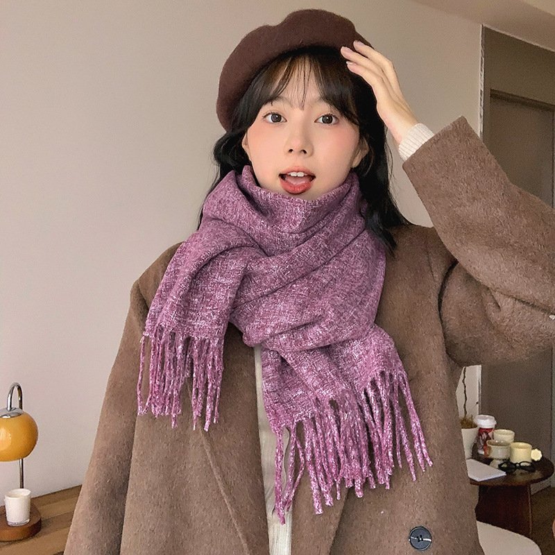 Skin-friendly Artificial Cashmere Scarf Soft Warm Fringe Bib - Image 3