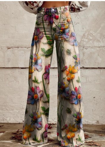 Thin Faux Denim Wide-leg Pants - Image 9