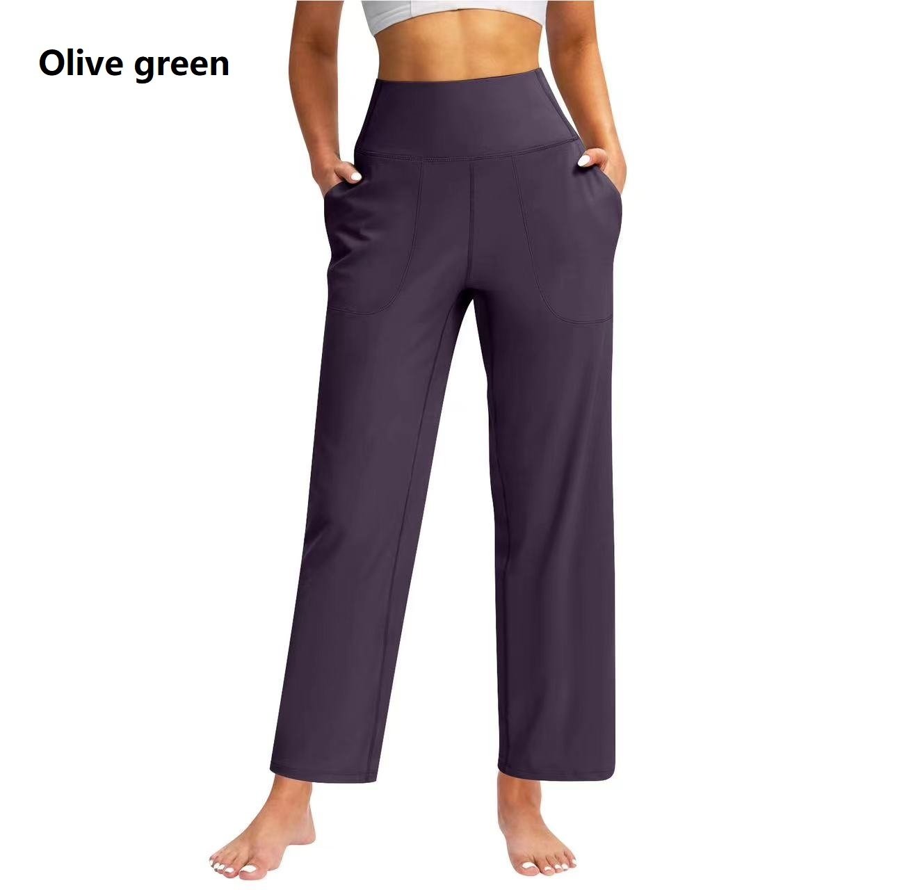 Women's High Waist Pure Color Draping Effect Straight Casual Trousers - Image 9