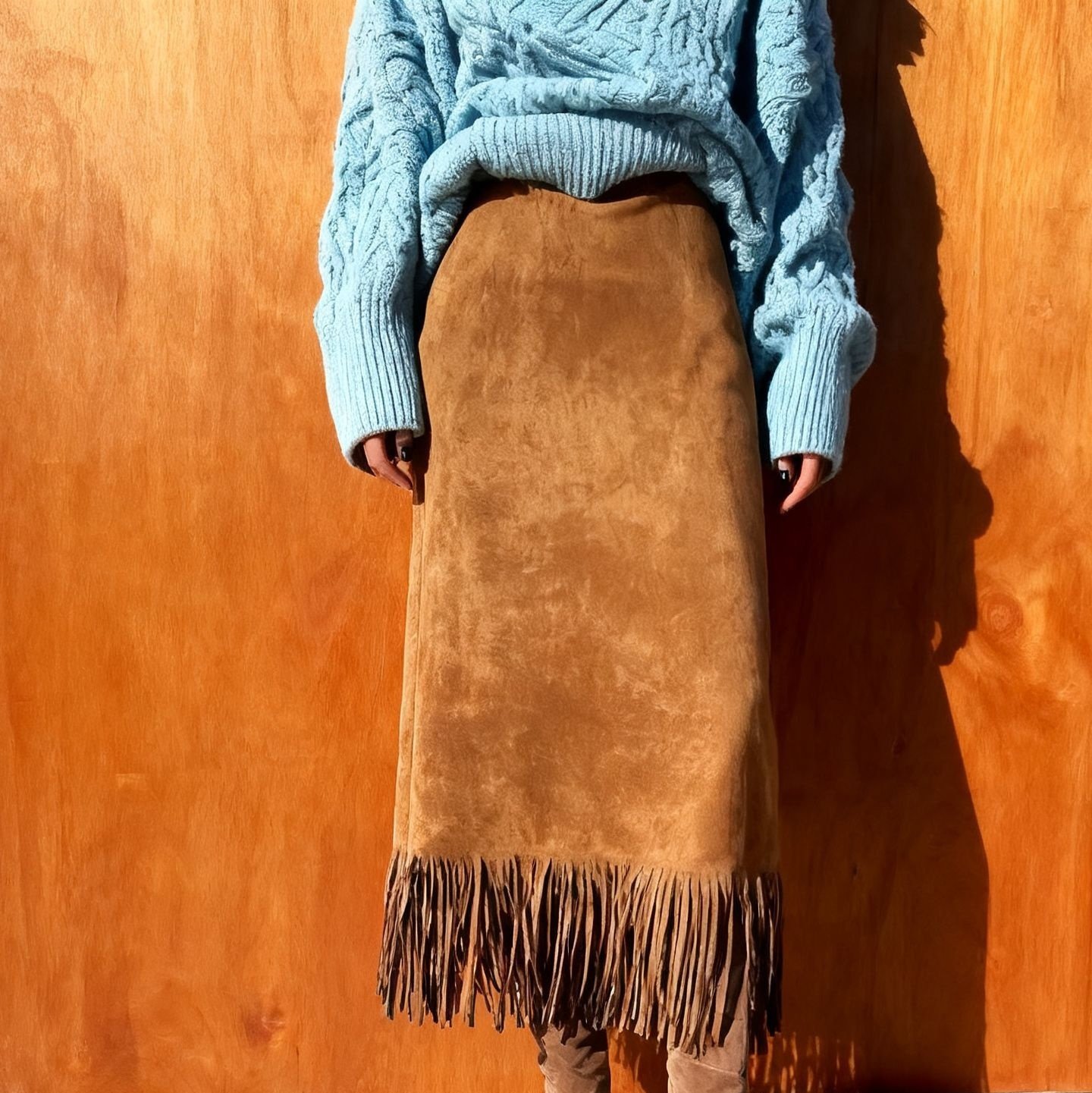 Women's Fashionable Elegant Long Suede Skirt Comfortable Slim Fit - Image 2