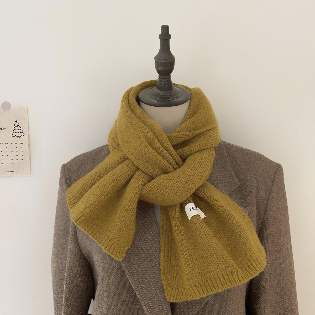 Solid Color Scarf Knitted Wool Keep Warm Scarf - Image 10