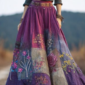Womens Long Midi Skirt With A Classic Floral Print