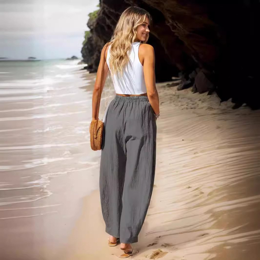 Women's Cotton And Linen Casual Pants Vacation Style - Image 3