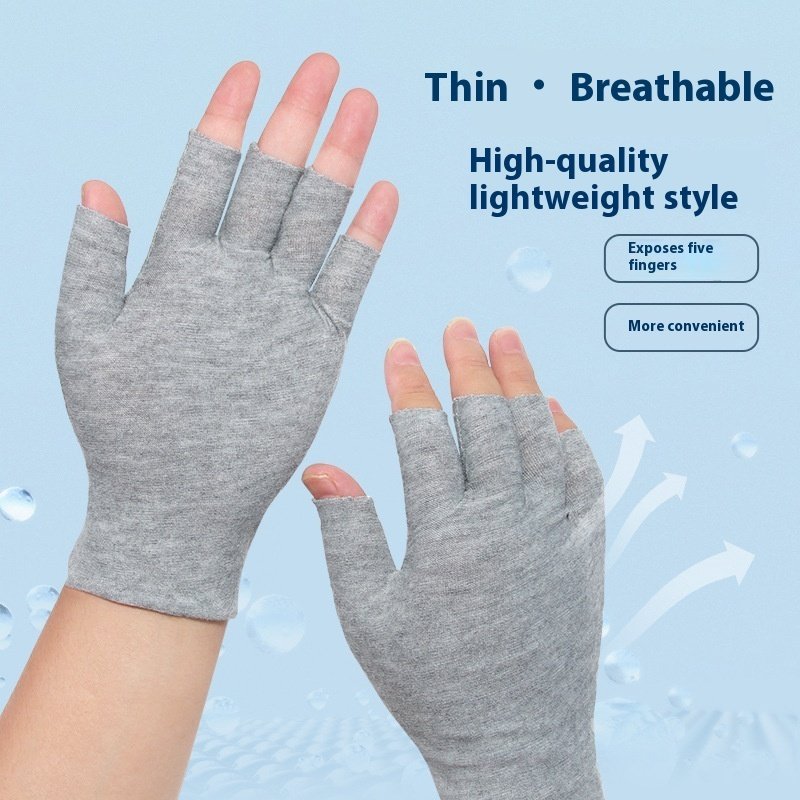 Exposed Five-finger White Cotton Gloves Half-finger And Breathable Sweat-absorbent Thin - Image 7