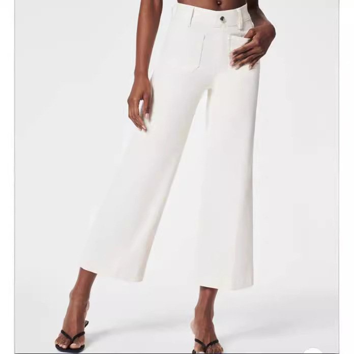 Cropped Style Wide Leg Women's Clothing Oversized Jeans, Shade Blue - Image 2