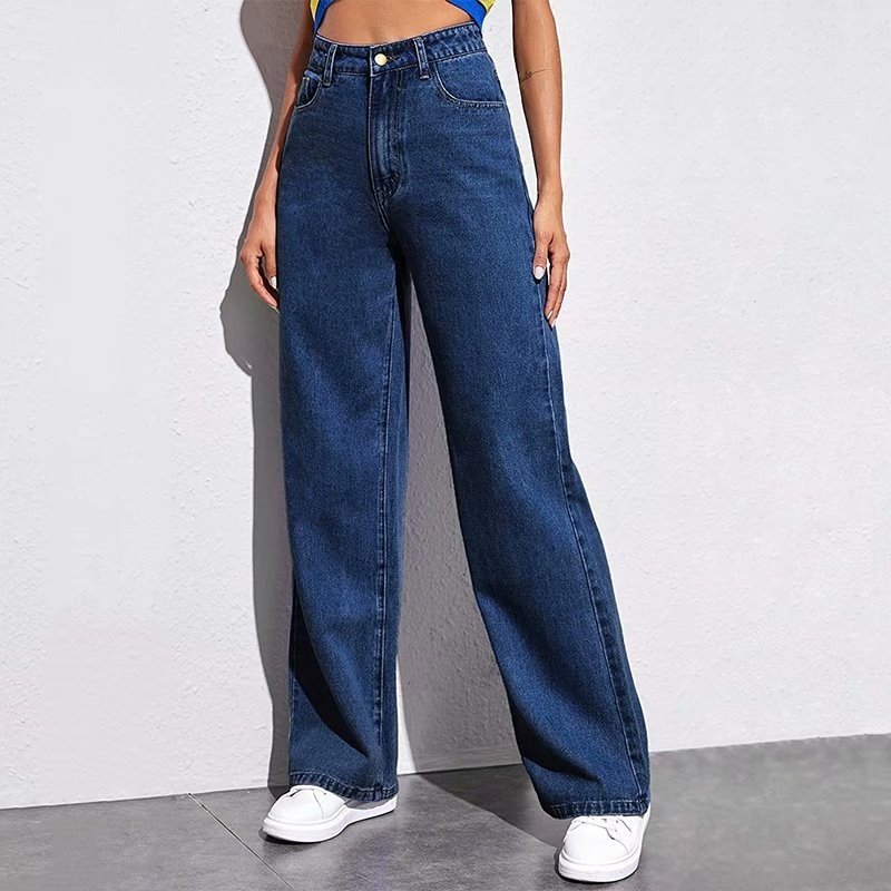 Washed Fashion Straight Jeans Women's Mid Waist - Image 8