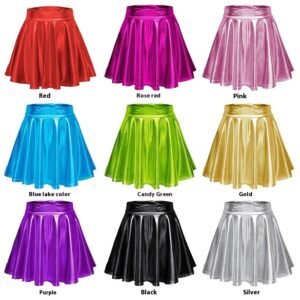 Cos Halloween Performance Costume Shiny Horn Pleated Mini Skirt