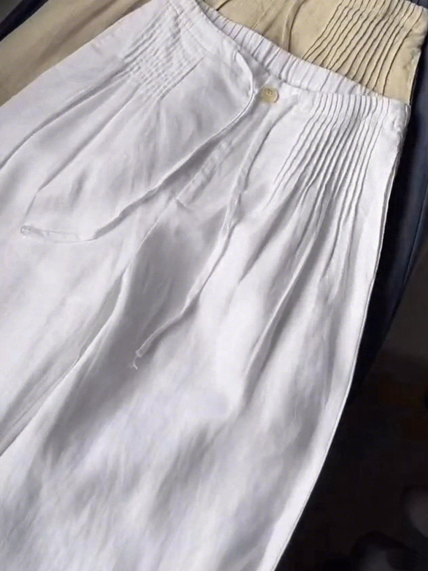 Versatile Drawstring-button Straight-leg Pants - Image 6