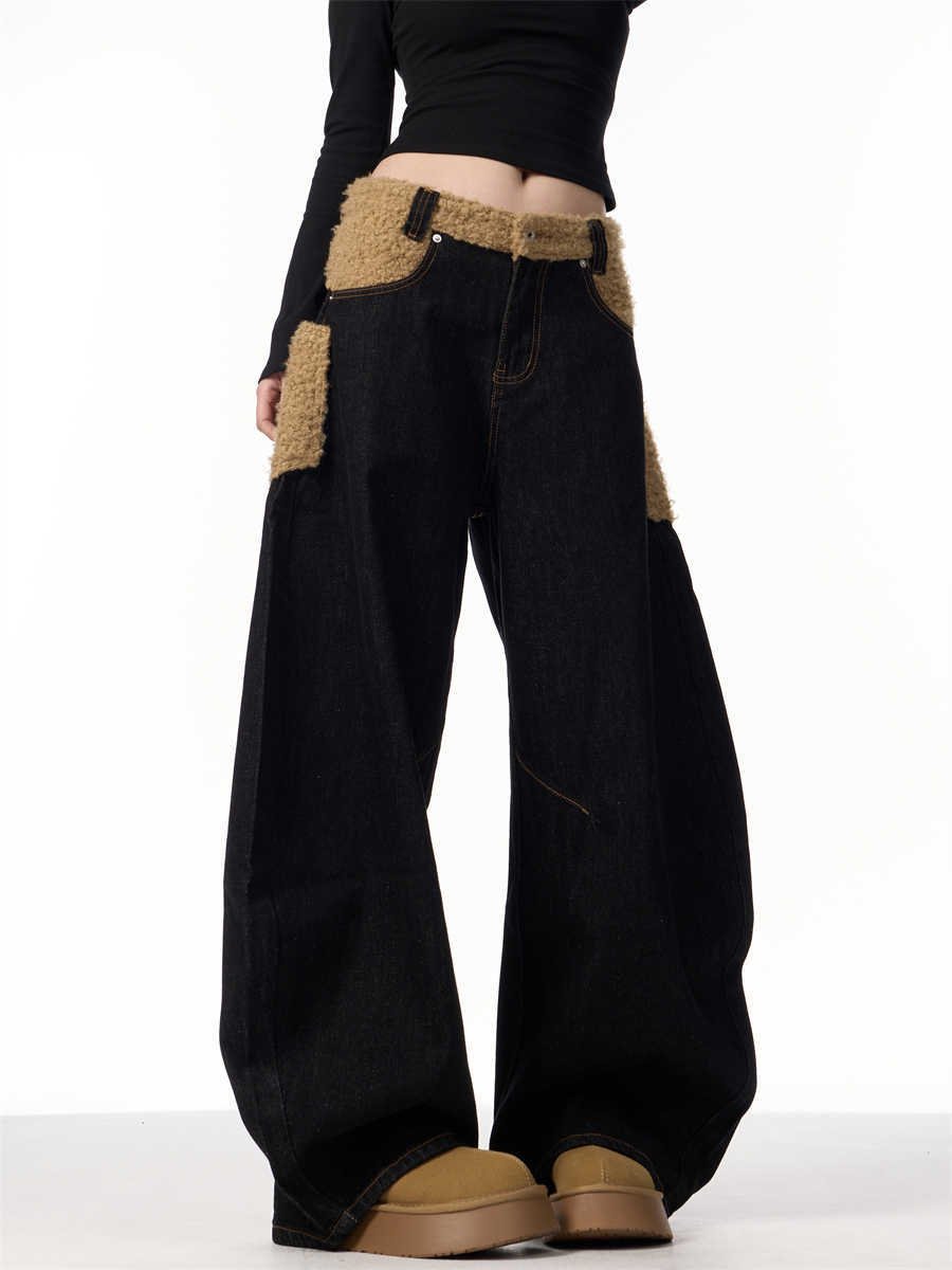 Retro Minority Design Inside-out Wear Stitching Jeans For Women - Image 5
