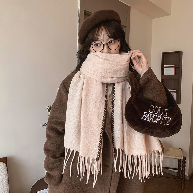 Skin-friendly Artificial Cashmere Scarf Soft Warm Fringe Bib - Image 9