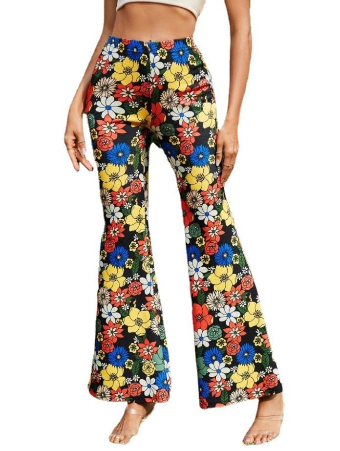 Fashion Printing Hip Hop Style Bell-bottom Pants - Image 5