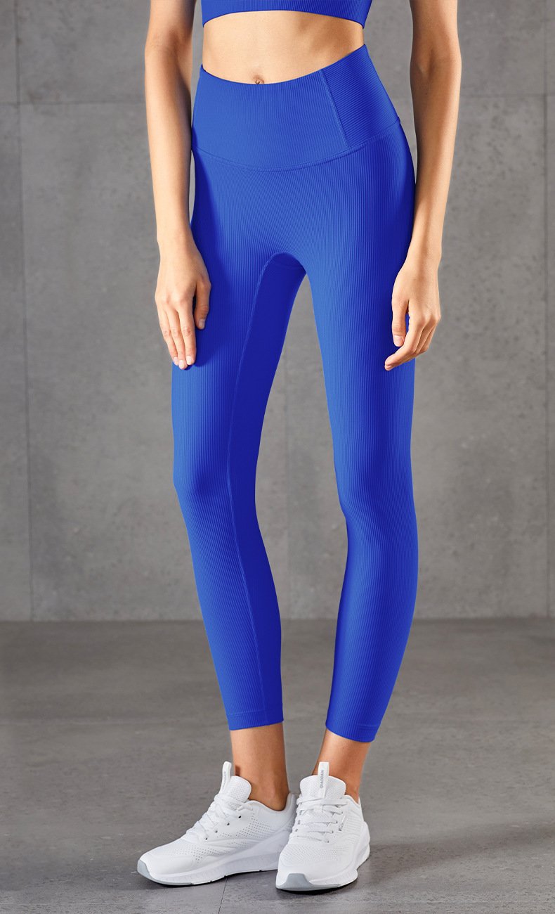 Ribbed Brocade Nude High Waist Leggings - Image 6