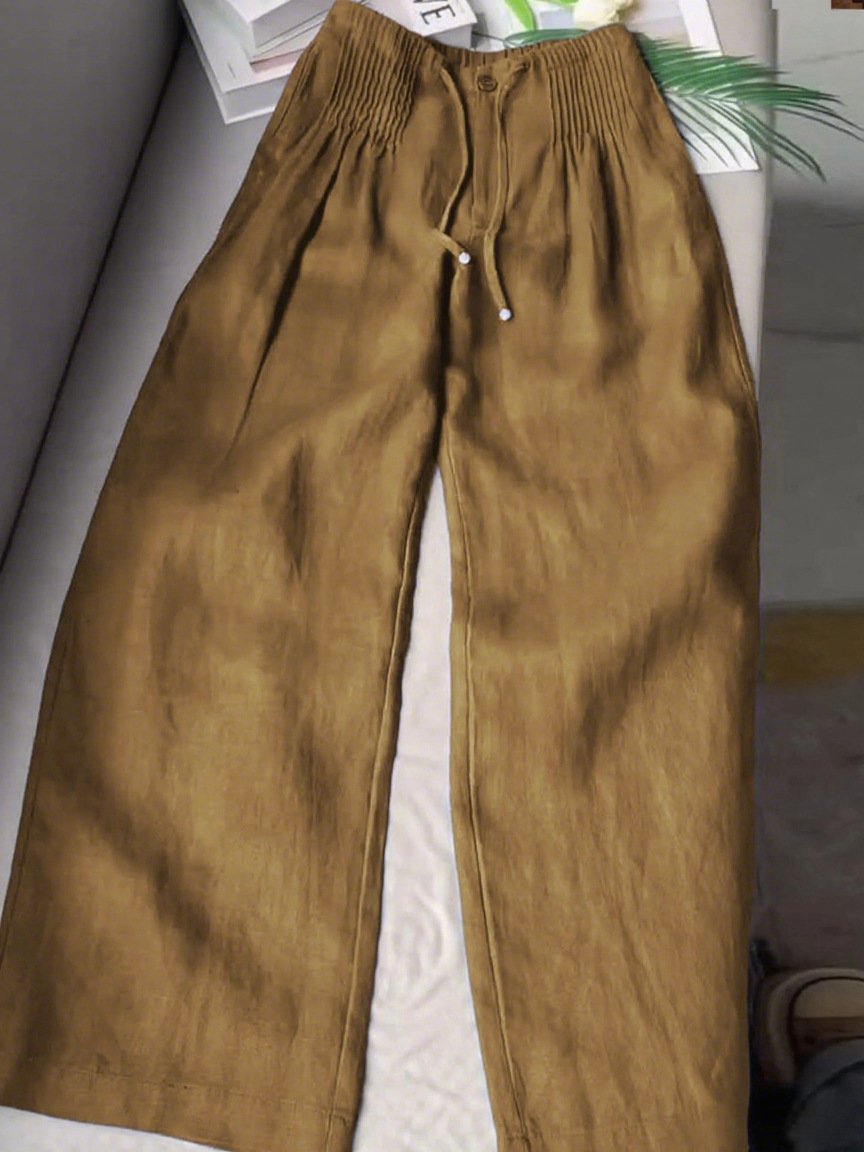 Versatile Drawstring-button Straight-leg Pants - Image 9