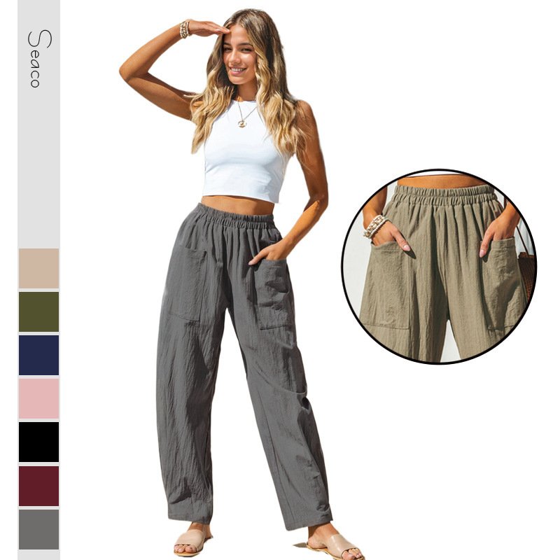 Women's Cotton And Linen Casual Pants Vacation Style - Image 2