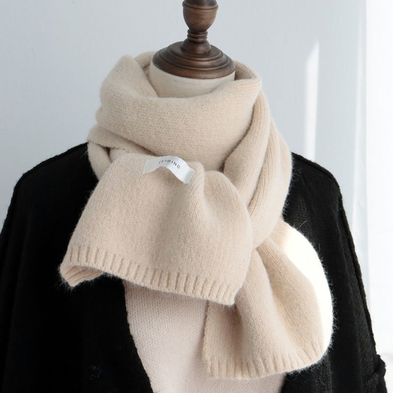 Solid Color Scarf Knitted Wool Keep Warm Scarf - Image 6