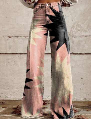 Thin Faux Denim Wide-leg Pants - Image 8