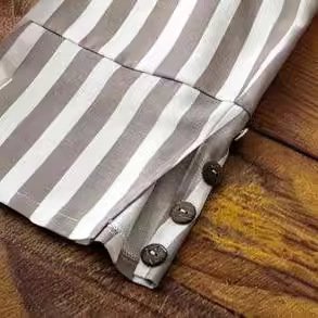 Women's Casual Striped Trousers With Decorative Buttons - Image 5