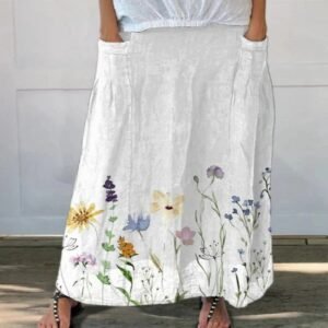 Women's Fashion Simplicity New Pocket Print Skirt