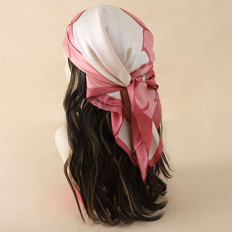 Artificial Silk Striped High-grade Korean Style Stylish Beach Arm Bag Silk Scarf - Image 6